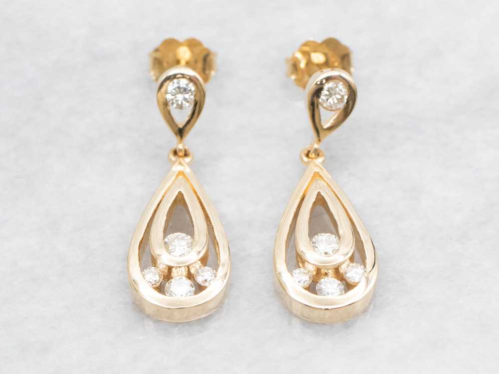 Teardrop Shaped Diamond Drop Earrings - image 1