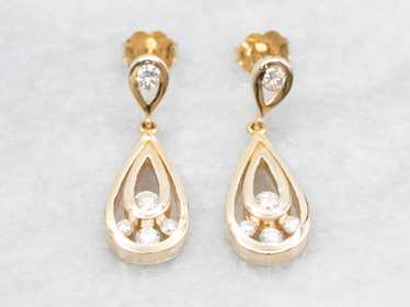 Teardrop Shaped Diamond Drop Earrings - image 1