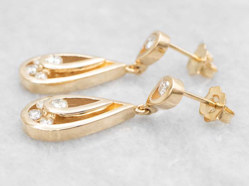 Teardrop Shaped Diamond Drop Earrings - image 3