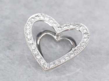 Diamond White Gold Heart Pendant - image 1