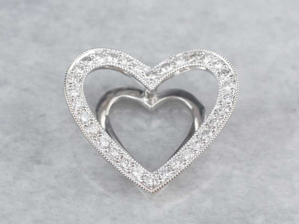 Diamond White Gold Heart Pendant - image 2