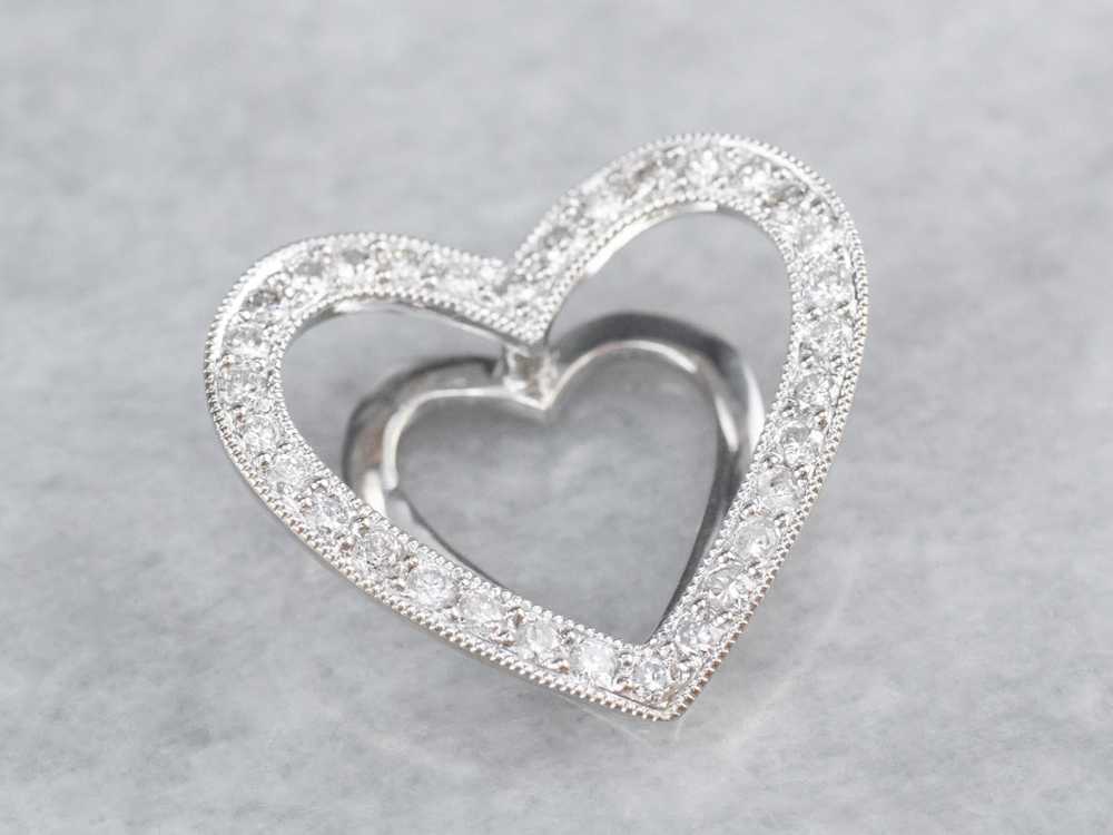 Diamond White Gold Heart Pendant - image 3