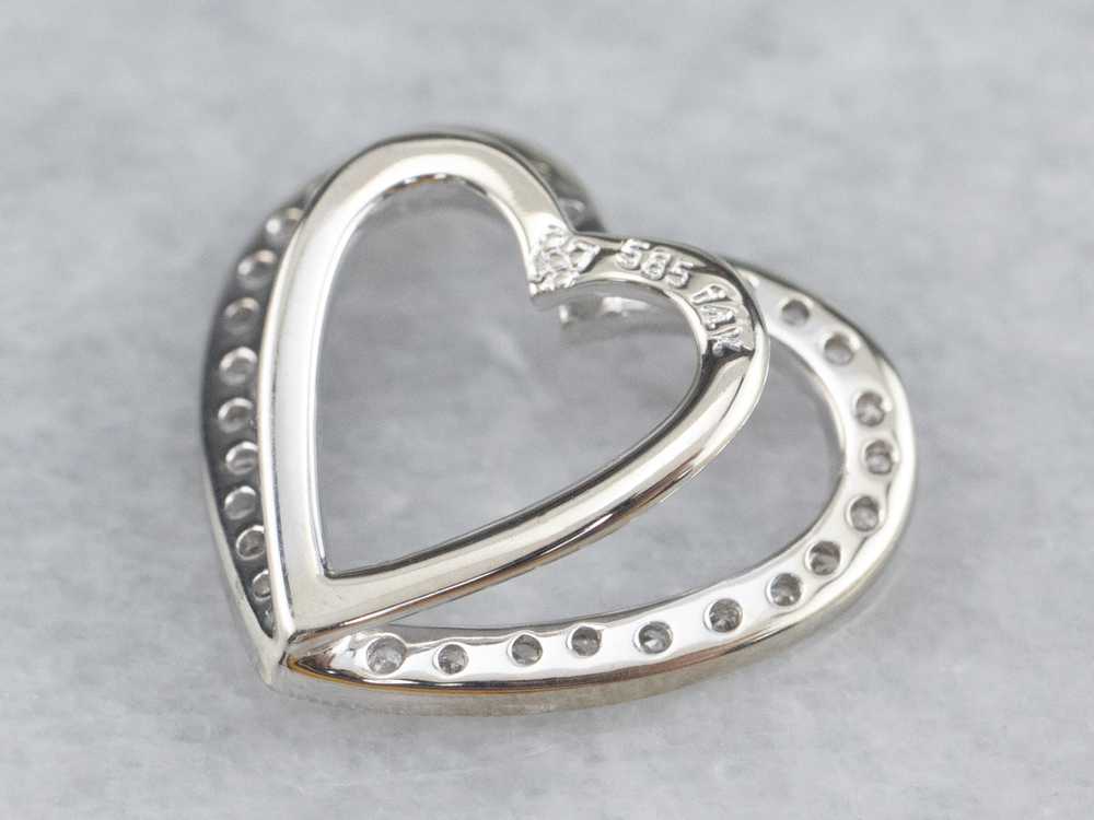 Diamond White Gold Heart Pendant - image 5