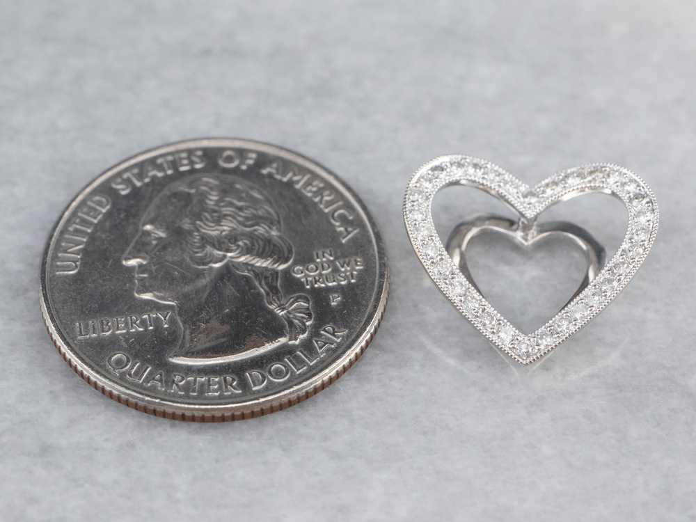 Diamond White Gold Heart Pendant - image 7