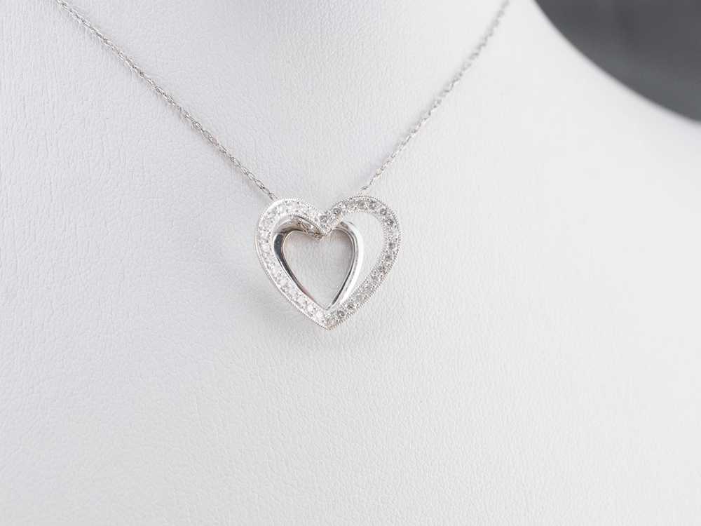 Diamond White Gold Heart Pendant - image 8