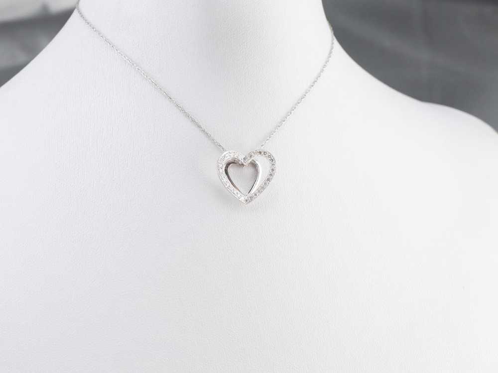 Diamond White Gold Heart Pendant - image 9