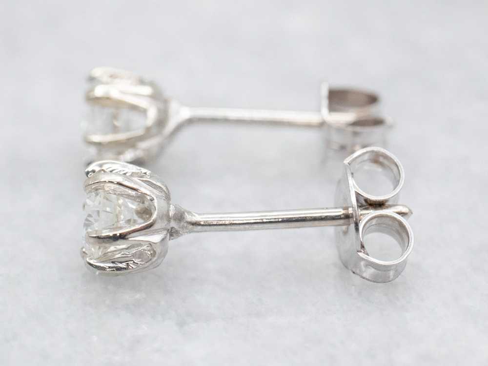 Classic White Gold Diamond Stud Earrings - image 3