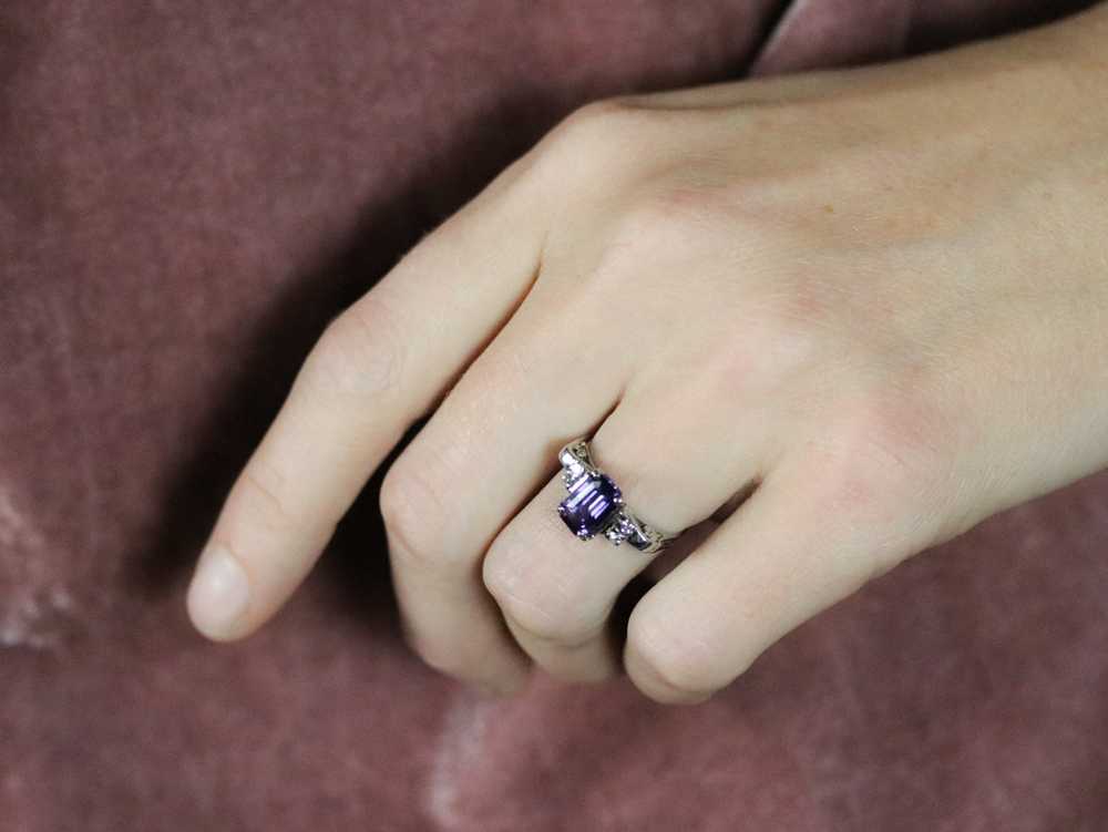 Purple Ceylon Sapphire and Diamond Ring - image 10