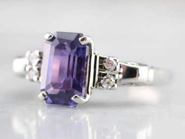 Purple Ceylon Sapphire and Diamond Ring - image 1