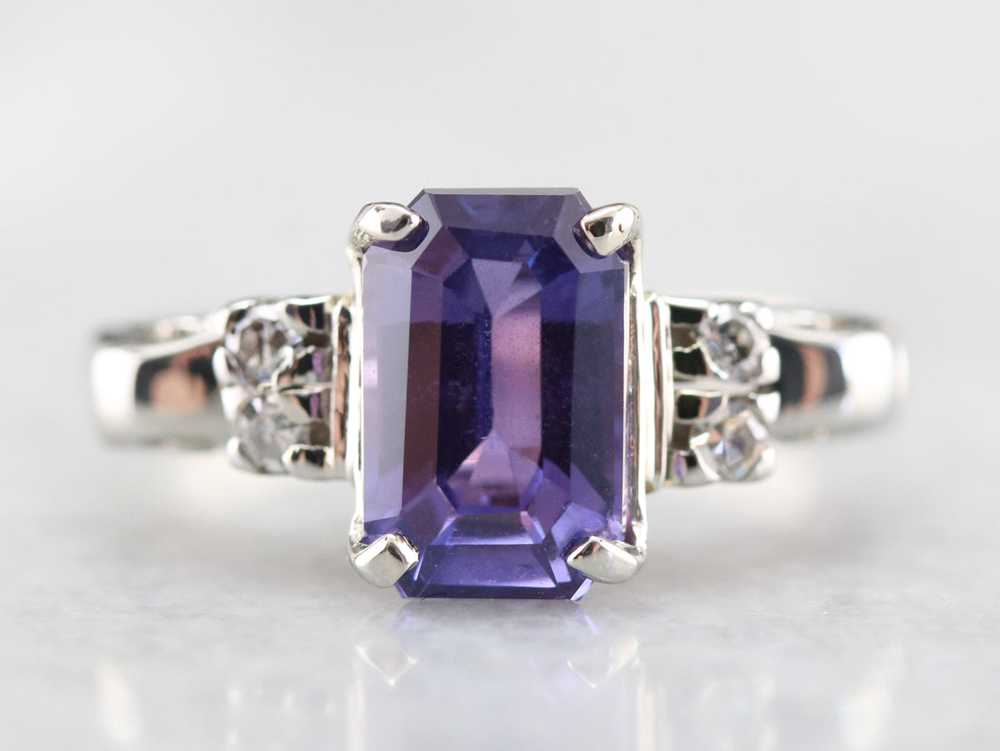 Purple Ceylon Sapphire and Diamond Ring - image 2