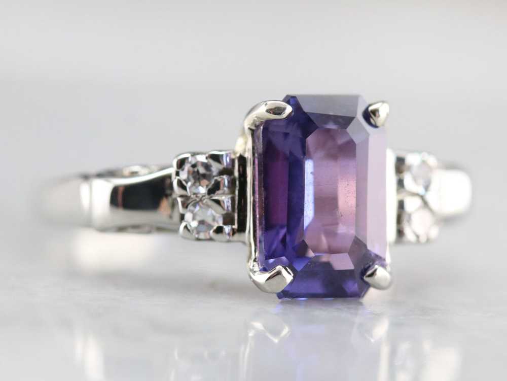 Purple Ceylon Sapphire and Diamond Ring - image 3