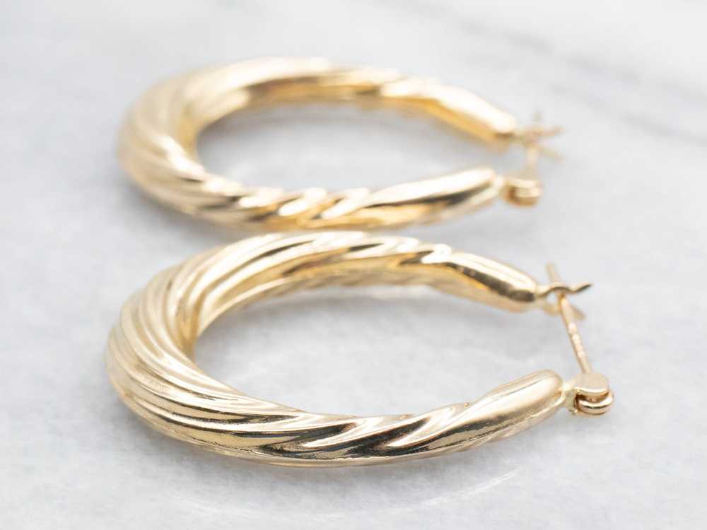 Hollow Oval Twist Hoop Earrings - image 2