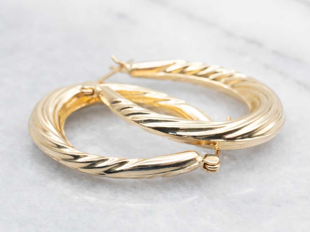 Hollow Oval Twist Hoop Earrings - image 3