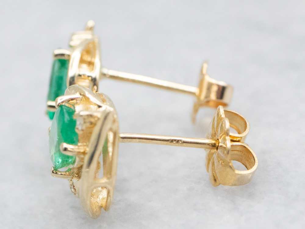 Emerald and Diamond Stud Earrings - image 3