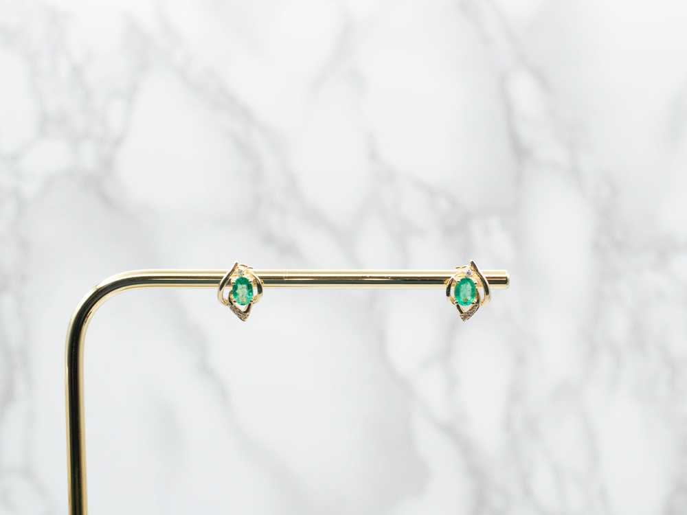 Emerald and Diamond Stud Earrings - image 4