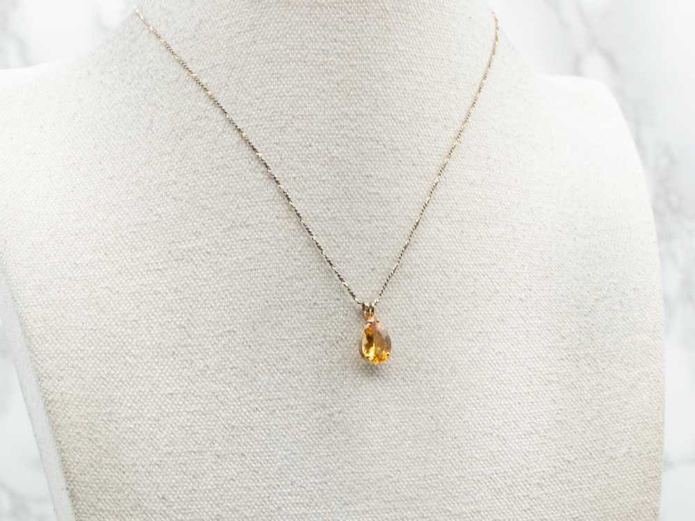 Pear Cut Citrine Solitaire Pendant - image 4