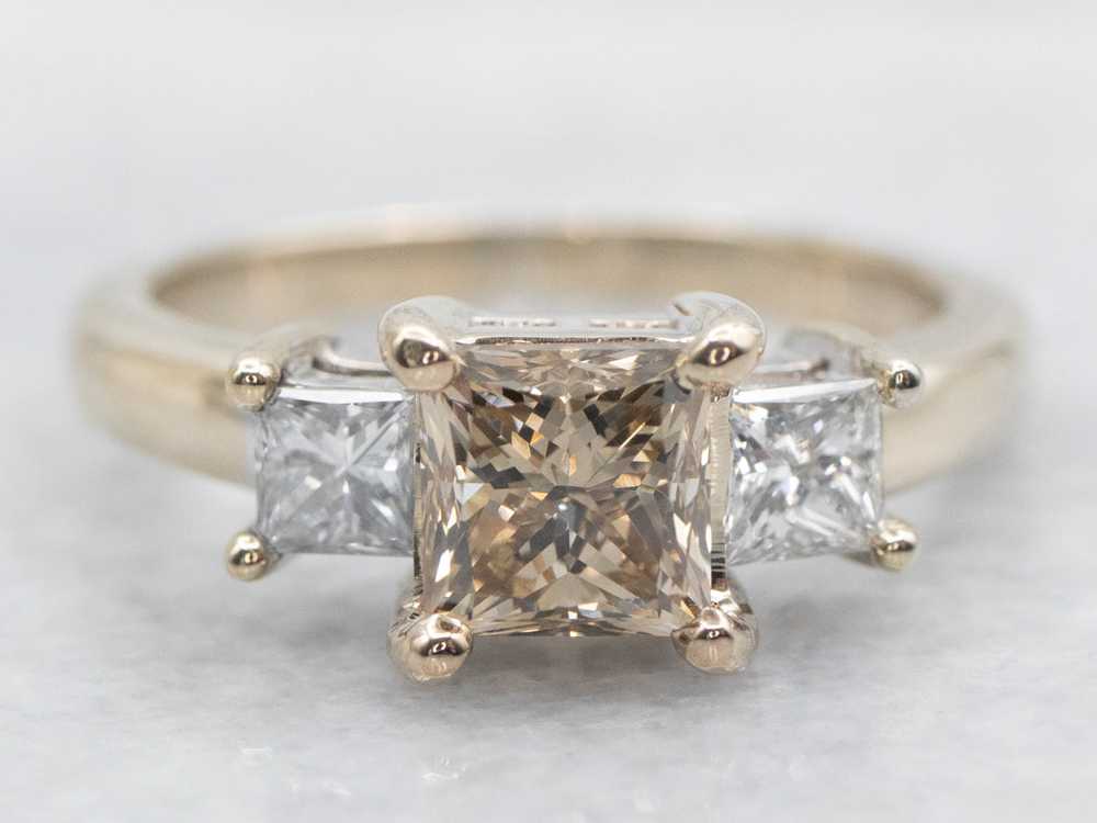 Modern GIA Champagne Princess Cut Diamond Engagem… - image 1