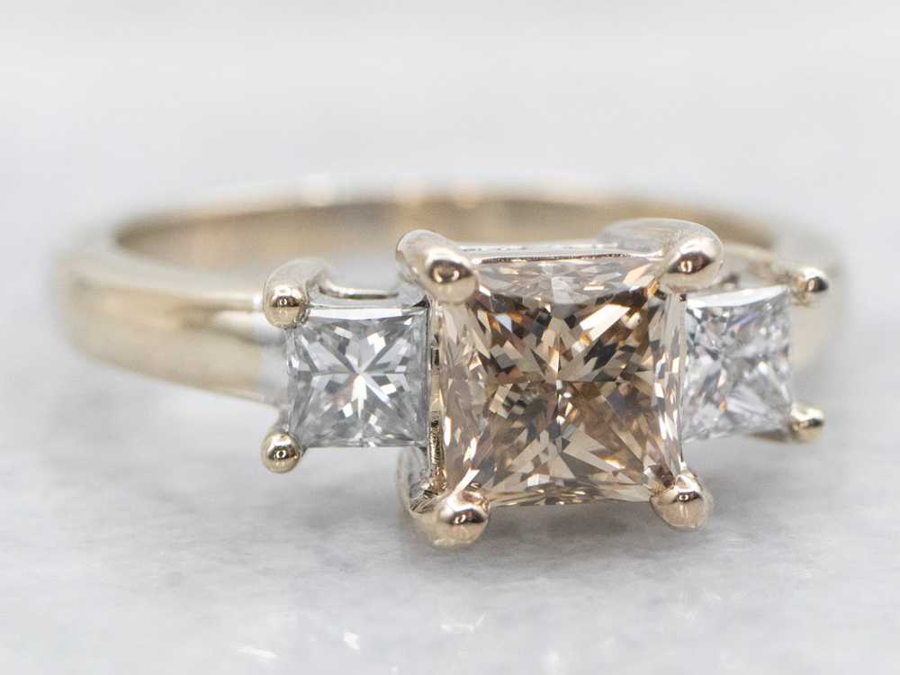 Modern GIA Champagne Princess Cut Diamond Engagem… - image 2