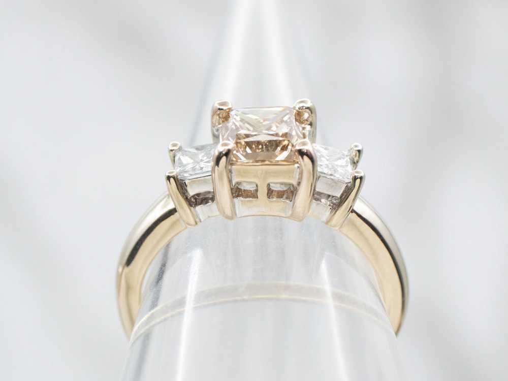 Modern GIA Champagne Princess Cut Diamond Engagem… - image 3