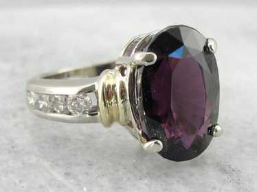 Garnet, Diamond and Fine Gold Cocktail Ring - image 1