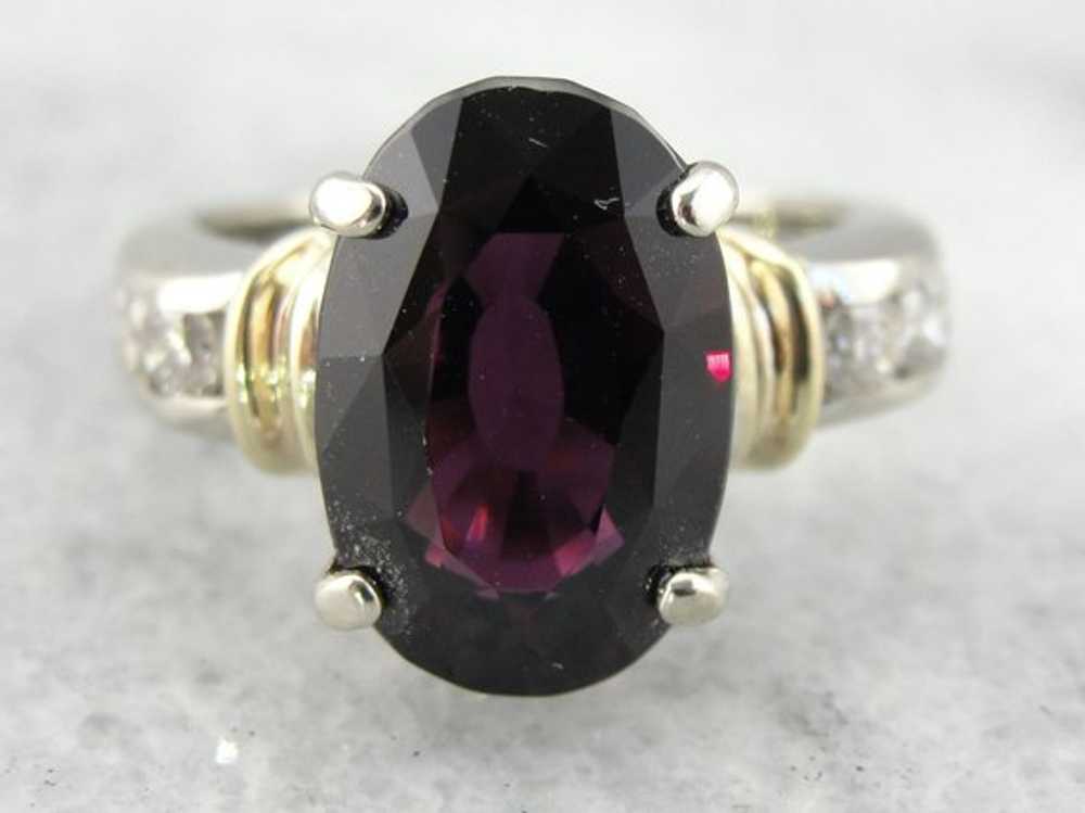 Garnet, Diamond and Fine Gold Cocktail Ring - image 2