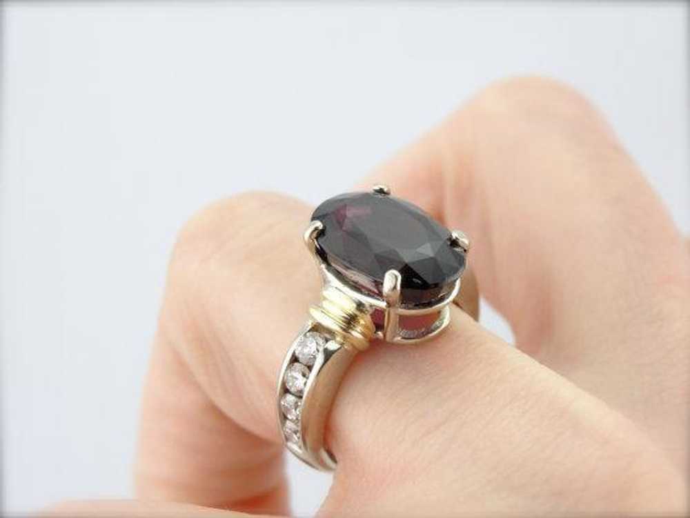 Garnet, Diamond and Fine Gold Cocktail Ring - image 4