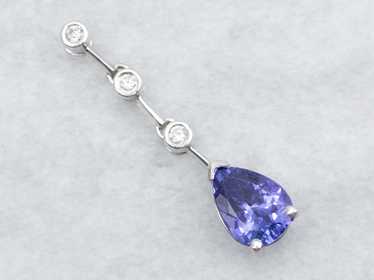 Modern Tanzanite and Diamond Pendant - image 1