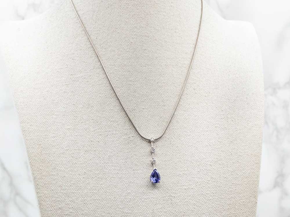 Modern Tanzanite and Diamond Pendant - image 4