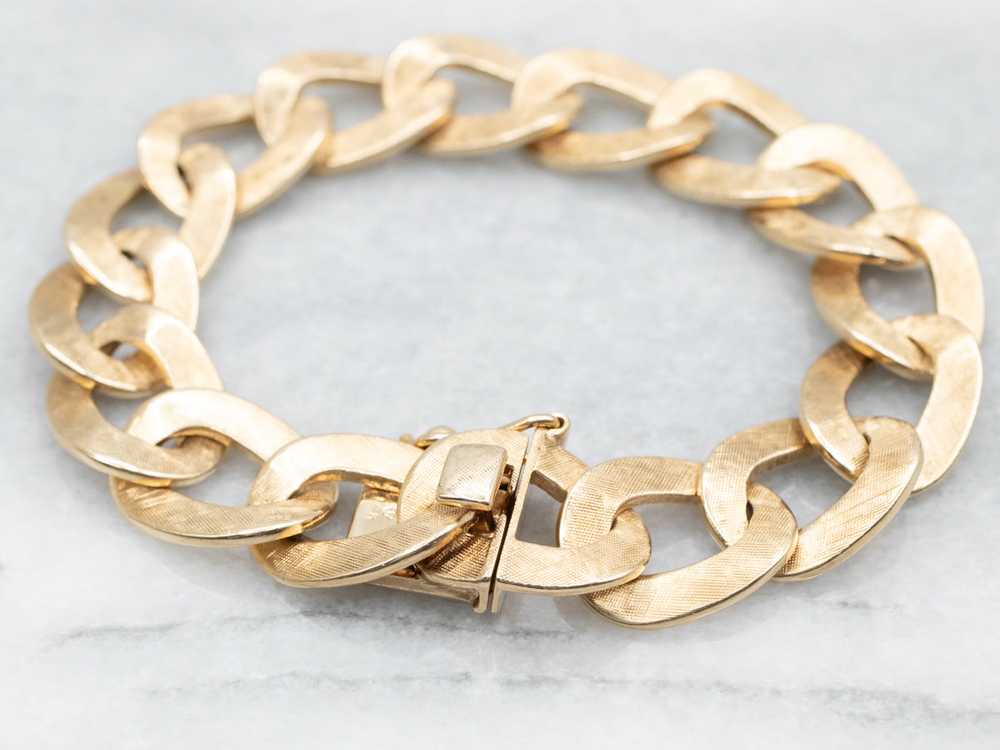 Textured Gold Chunky Curb Link Bracelet - image 2