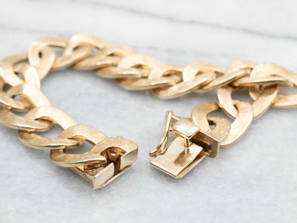 Textured Gold Chunky Curb Link Bracelet - image 3