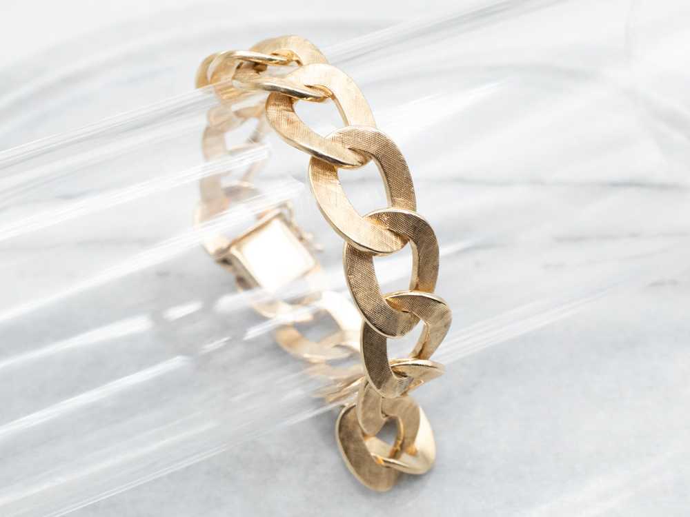 Textured Gold Chunky Curb Link Bracelet - image 4