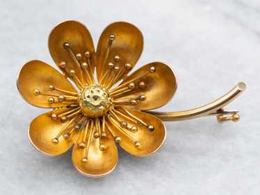 Vintage Gold Flower Brooch - image 1