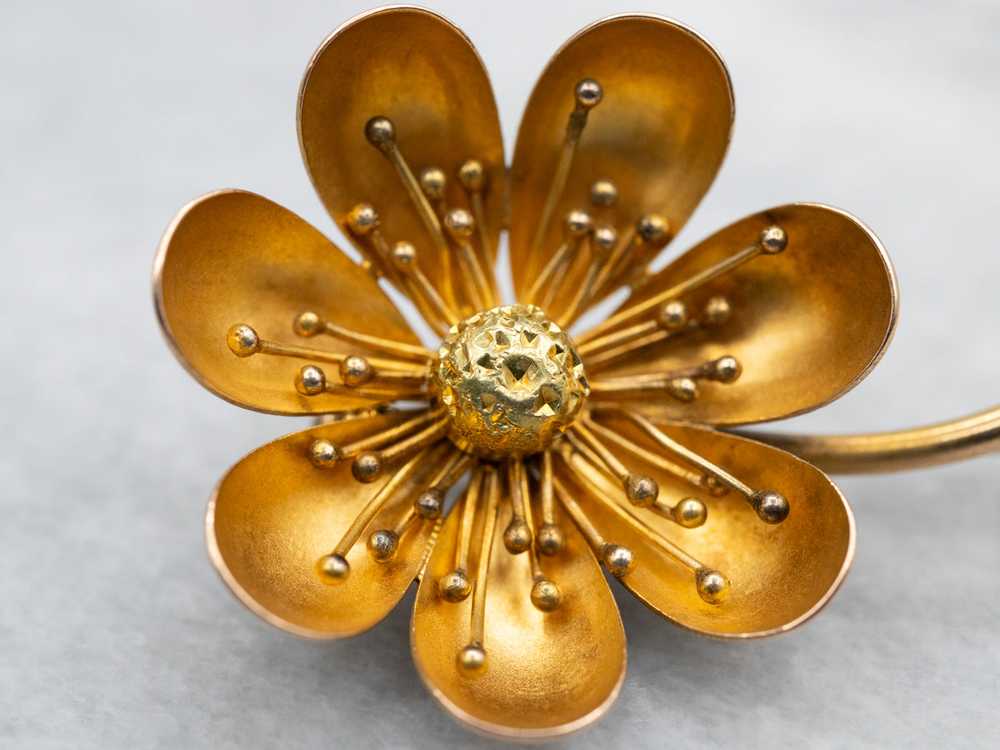 Vintage Gold Flower Brooch - image 2