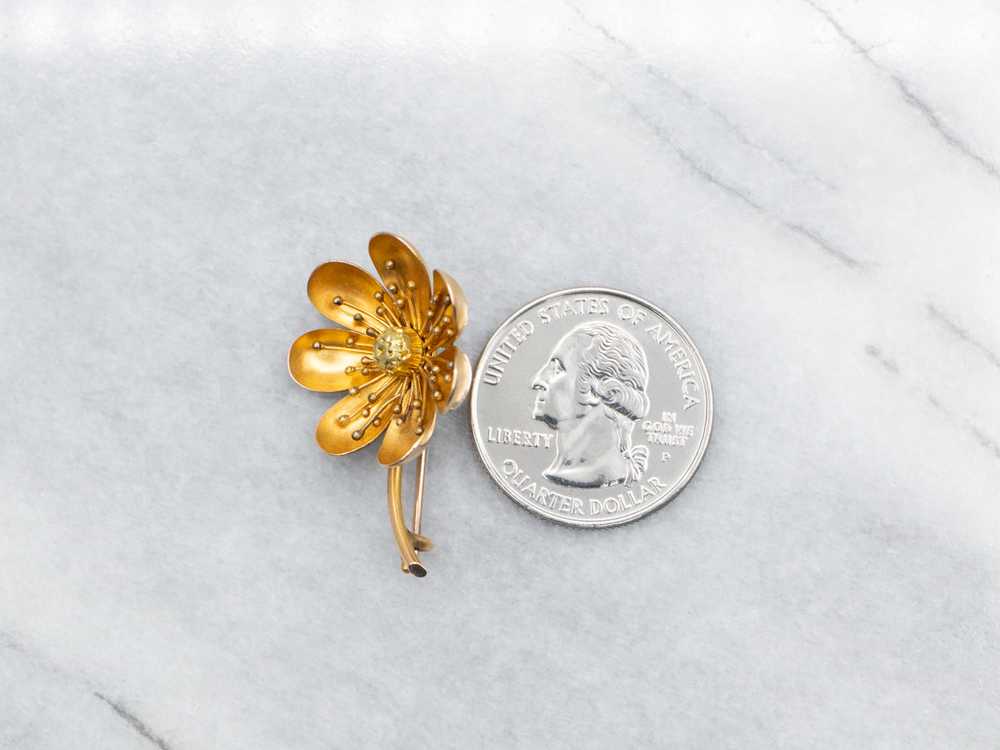 Vintage Gold Flower Brooch - image 4