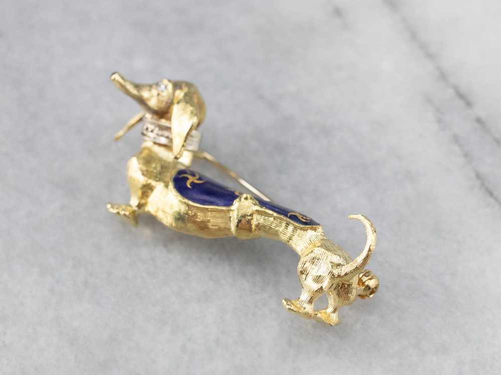 Dachshund Diamond and Enamel Brooch - image 3