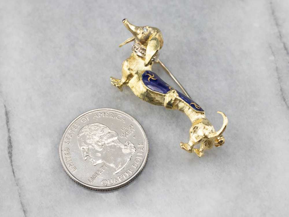 Dachshund Diamond and Enamel Brooch - image 4