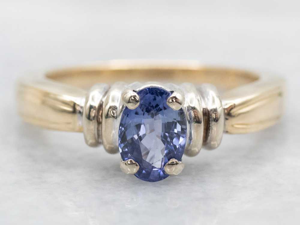 Oval Cut Sapphire Solitaire Ring - image 1