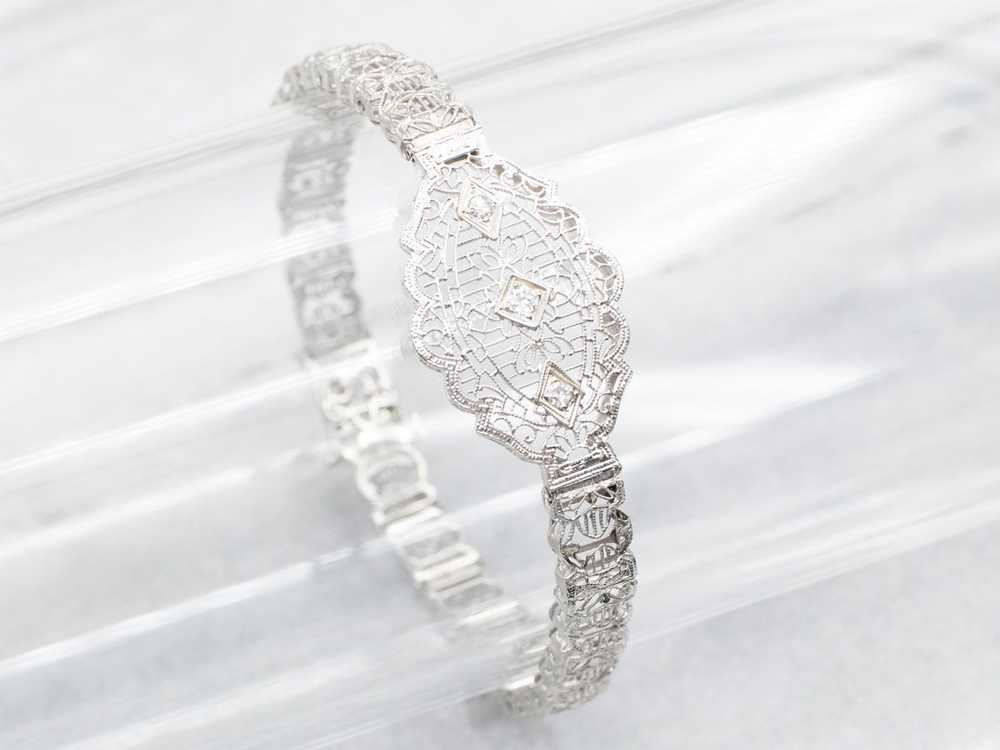 Art Deco Diamond Filigree Bracelet - image 4