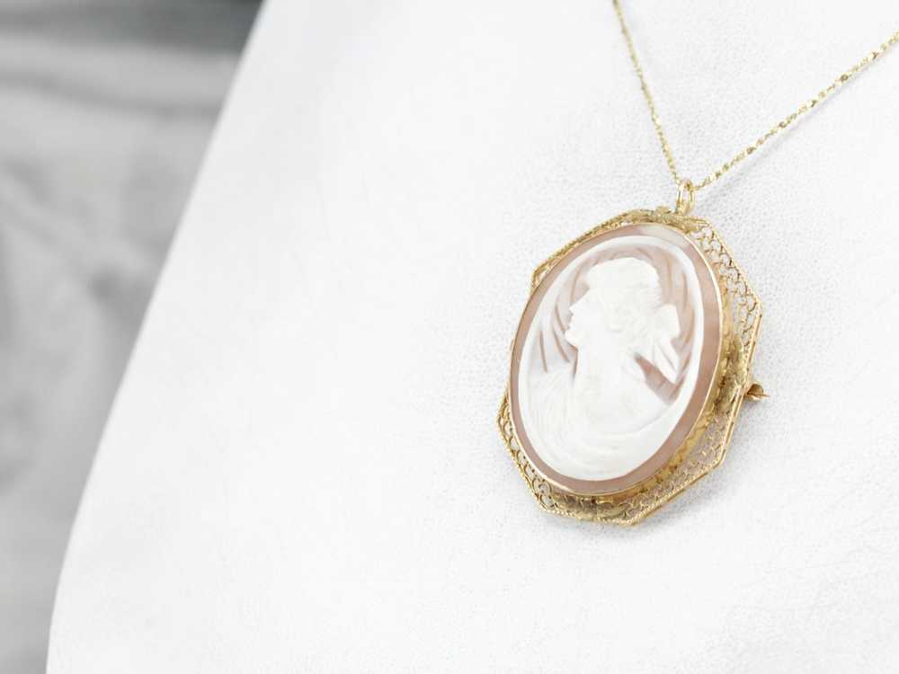 Art Nouveau Cameo Gold Filigree Pendant or Brooch - image 4