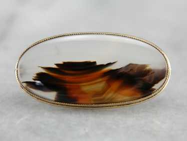 Montana Agate Gold Brooch - image 1