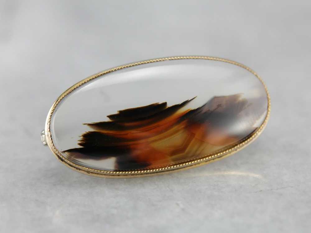 Montana Agate Gold Brooch - image 2