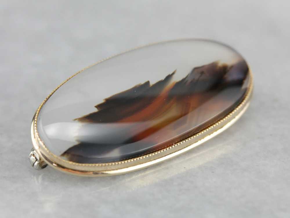 Montana Agate Gold Brooch - image 3