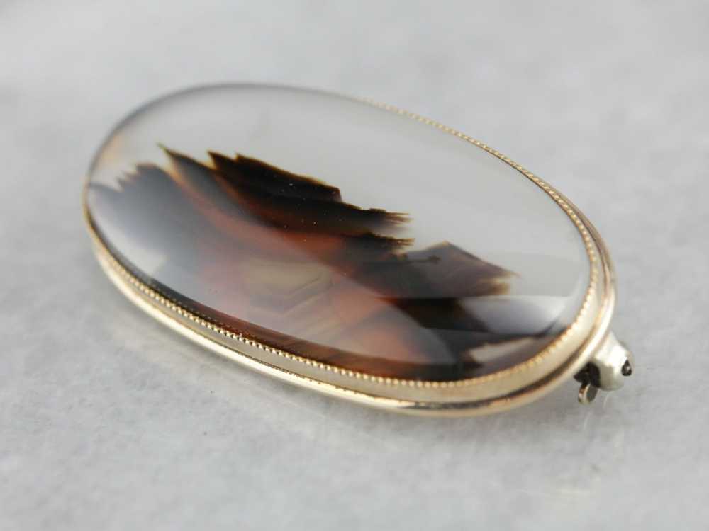 Montana Agate Gold Brooch - image 4