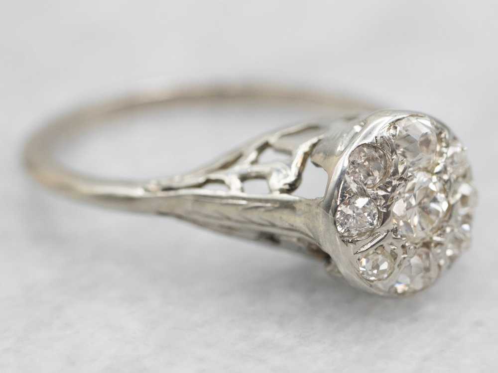 Art Deco Old Mine Cut Diamond Halo Engagement Ring - image 2