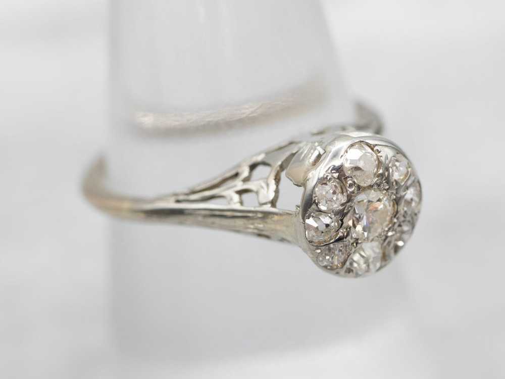 Art Deco Old Mine Cut Diamond Halo Engagement Ring - image 4