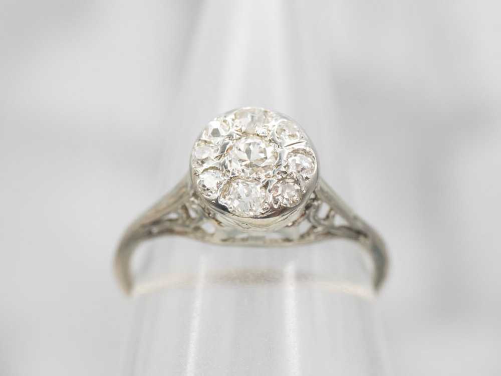 Art Deco Old Mine Cut Diamond Halo Engagement Ring - image 5