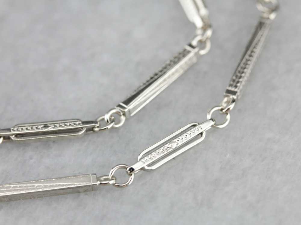 Art Deco White Gold Pocket Watch Chain - image 2