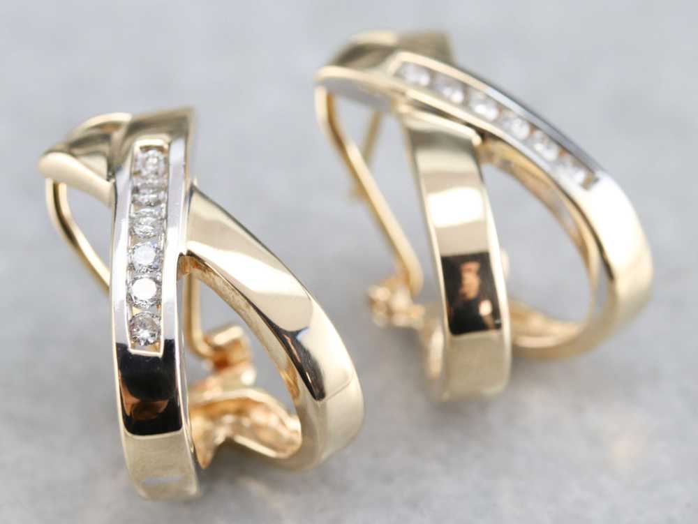 Diamond Drop Hoop Earrings - image 2