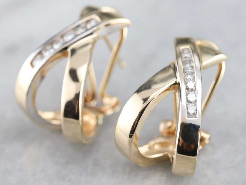 Diamond Drop Hoop Earrings - image 3