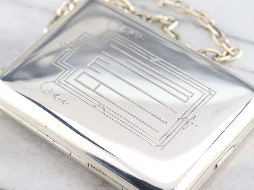 Vintage Art Deco Silver Compact Purse - image 1